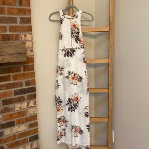Halter Neck Floral Print Backless Maxi Dress